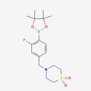 4-[[3-fluoro-4-(4,4,5,5-tetramethyl-1,3,2-dioxaborolan-2-yl)phenyl]methyl]-1,4-thiazinane 1,1-dioxide CAS 1469440-25-2