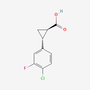 trans-(1R,2R)-2-(4-chloro-3-fluorophenyl)cyclopropane-1-carboxylic acid CAS 2055841-07-9